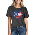 thumbnail image 1 of 4th of July Women T Shirts Womens Graphic T-Shirts, Ladies Crew Neck Short Sleeve 4th of July Tops Cute Flag Printed Casual Tee Tops New Black M, 1 of 5