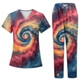 thumbnail image 1 of 4th of July Women's 250th Anniversary USA Medical Scrub Set, V-Neck Short Sleeve Top & Straight Leg Pants, 2-Piece Work Uniform with Multi Pockets for Nurses & Healthcare Staff 02-Multicolor S, 1 of 5