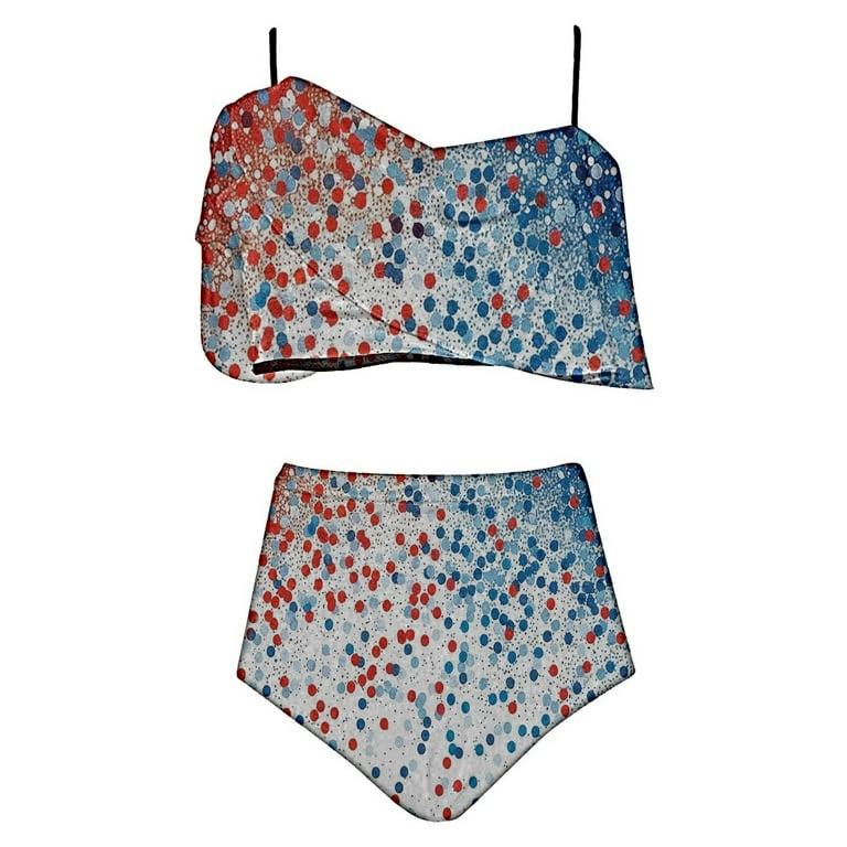 4th of July Women's Sexy Halter Tankini Set High Waisted Bikini