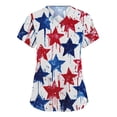 thumbnail image 1 of 4th of July Womens Scrub Tops Casual Short Sleeve USA Flag Print Scrub Shirts V Neck Independence Day Patriotic Scrubs Nursing Uniform Medical Nurse Workwear with Pockets Watermelon Red 5XL, 1 of 5