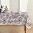 thumbnail image 1 of 4th of July Wood-Grain Tablecloth 60x102 Inch Rectangular, Patriotic Firework Red Blue American Independence Day Memorial Day Wood-Grain Table Cover for Party Picnic Dinner Decor, 1 of 6