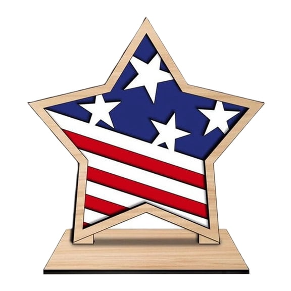 4th Of July Wooden Star Decorations Red White Blue Patriotic Tabletop Ornaments Independence Day Tray Decor Rustic Wooden Star Signs For Home Shelf Decor