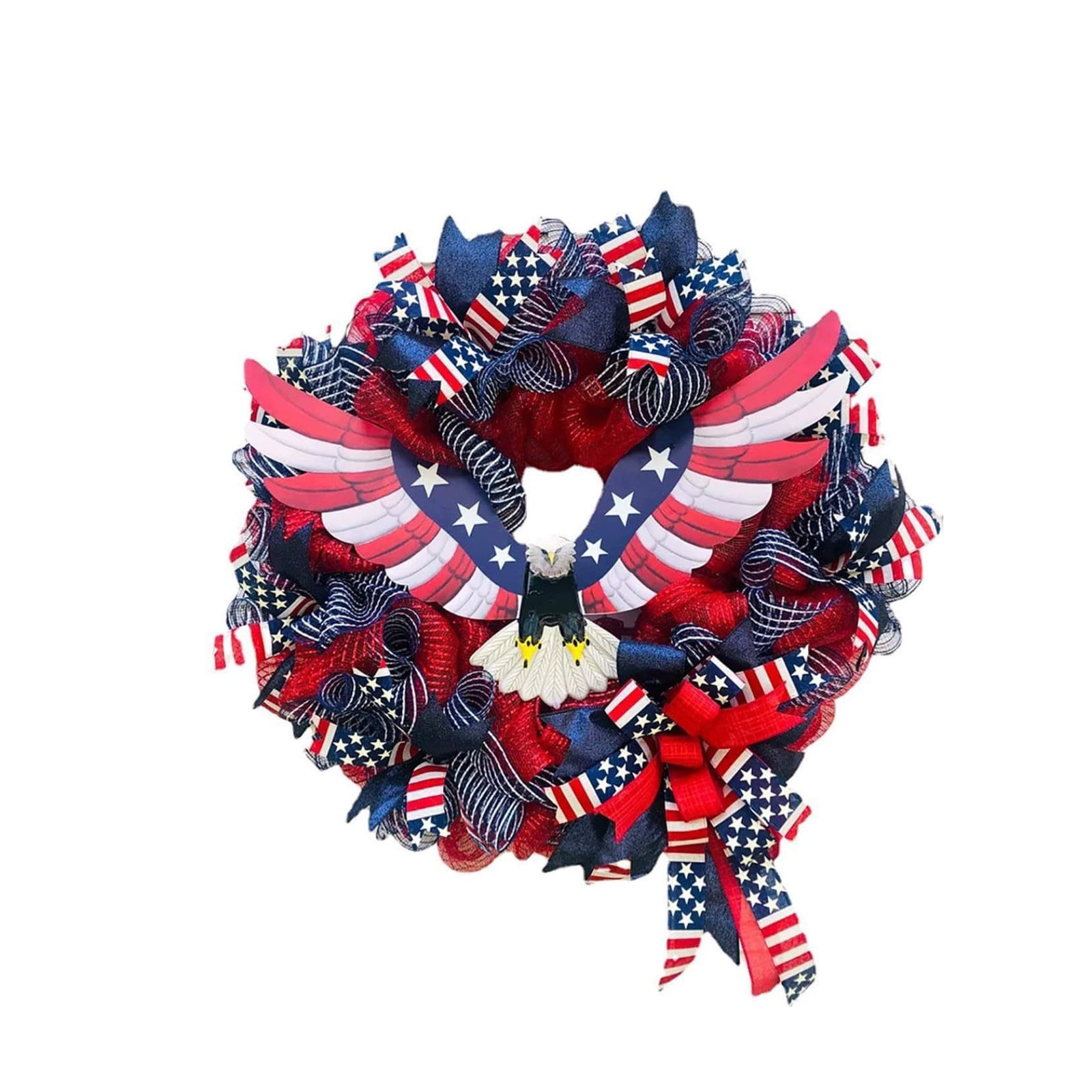 4th of July Wreath for Front Door, Patriotic American Flag Burlap ...
