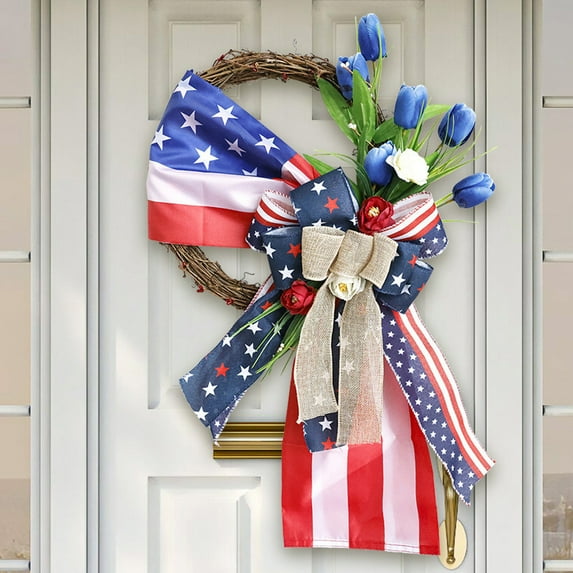 4th of July Wreath Patriotic Wreaths for Front Door Patriotic Wreath 4th of July Wreaths for Front Door Independence Day Wreath Memorial Day Decor Flower Basket Door Decor Flower Wreath Door Hanging