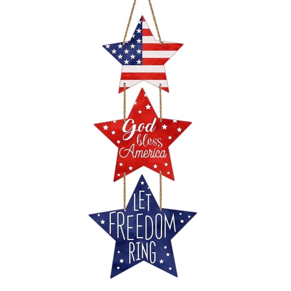 Patriotic Decorations 4th of July Decorations Fully Assembled Pentagram Patriotic Wreath Sign Wooden for Front Door Decorations for Memorial Day Fourth of July Porch Wall Indoor Home Decor