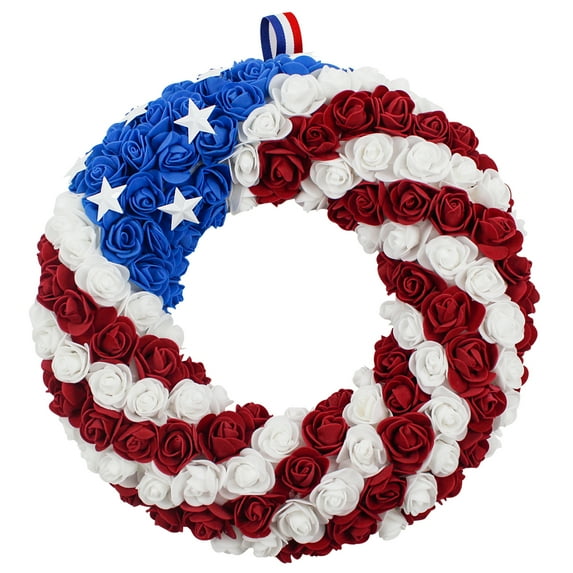 4th of July Wreaths for Front Door Patriotic Door Sign Handcrafted Independence Day Labor Day Memorial Day Garland Decoration for Wall Home Décor Design1