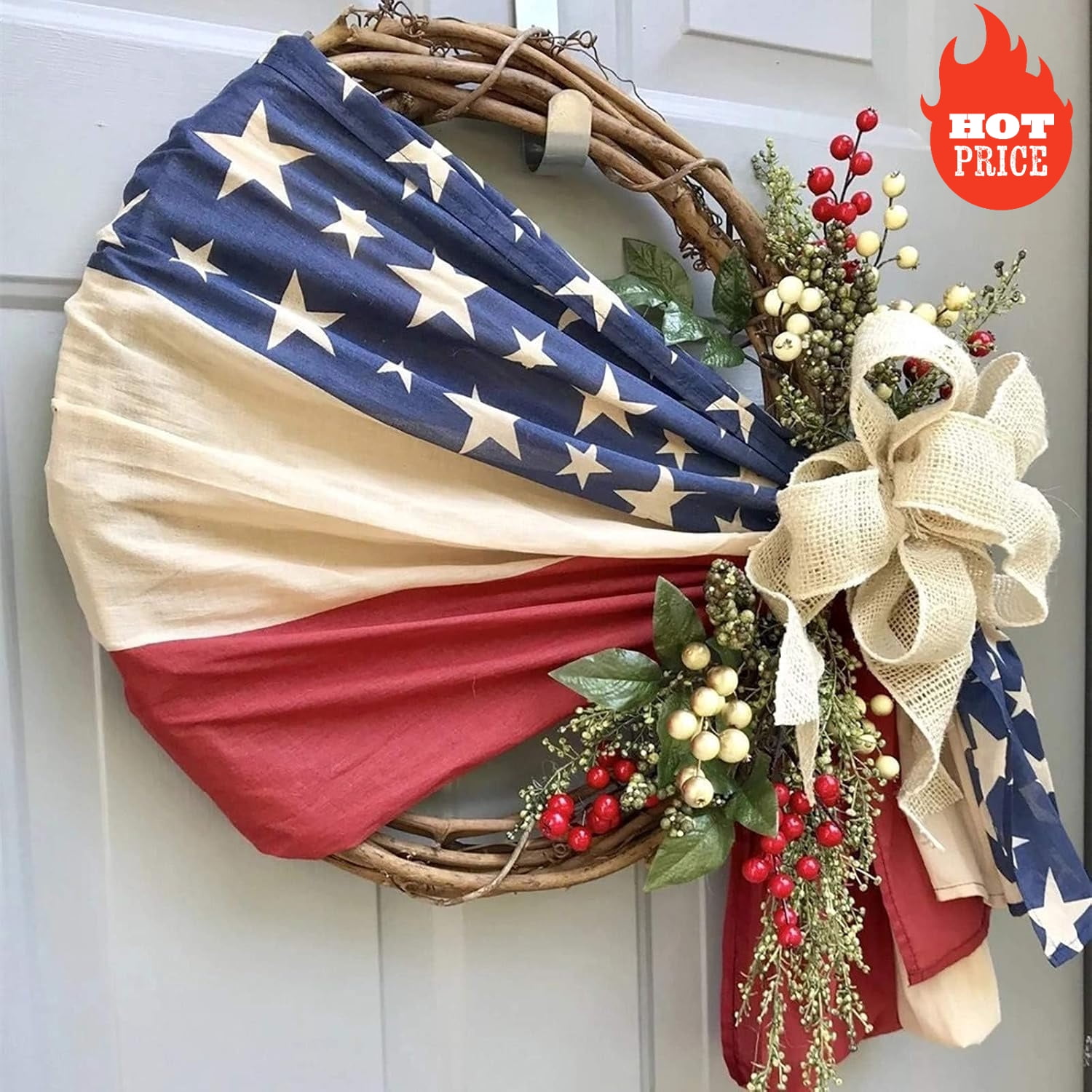 4th of July Wreaths for Front Door, Spring Summer Patriotic ...