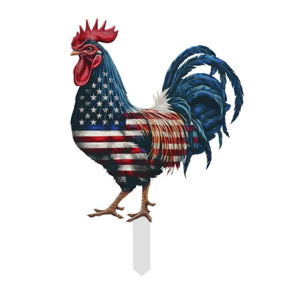 4th of July Yard Decorations Outdoor - Patriotic Chicken Yard Signs with Stakes, 3D Independence Day Garden Decor for Patio, Lawn & Home, Cute Rooster Themed Party Supplies