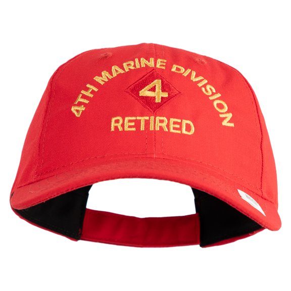 4th Marine Division Retired Embroidered 6 Panel Unstructured Cotton Twill Cap Made in USA - Red OSFM