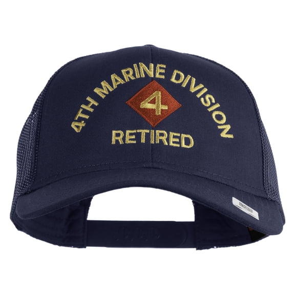 4th Marine Division Retired Embroidered Solid Cotton Twill Mesh Prostyle Cap - Navy OSFM