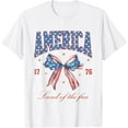 thumbnail image 1 of 4th Of July America Coquette bow Independence Day Patriotic T-Shirt, 1 of 4