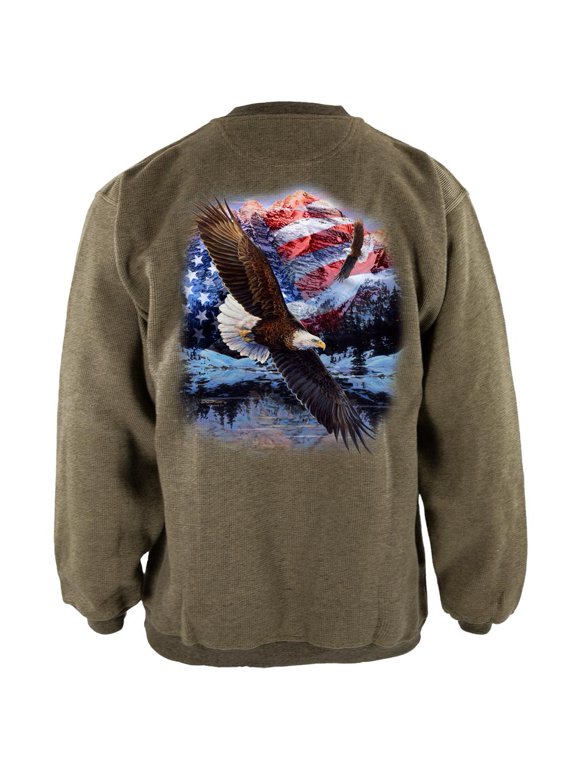 4th Of July American Flag Bald Eagle Henley Mens Pullover Sweatshirt