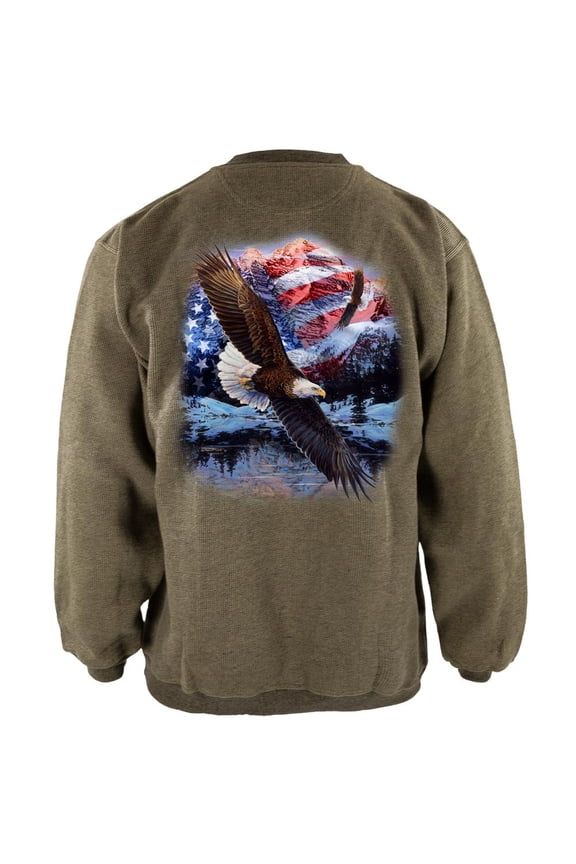 4th Of July American Flag Bald Eagle Henley Mens Pullover Sweatshirt