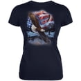 thumbnail image 1 of 4th Of July American Flag Bald Eagle Women's Juniors Soft T Shirt, 1 of 5