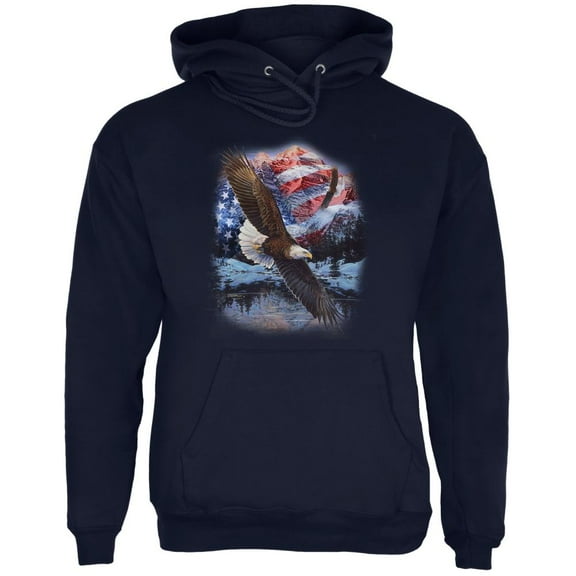 4th Of July American Flag Bald Eagle Mens Hoodie Navy SM