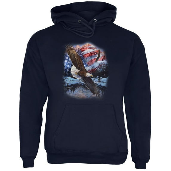 4th Of July American Flag Bald Eagle Mens Hoodie Navy X-LG