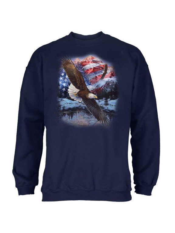 4th Of July American Flag Bald Eagle Mens Sweatshirt Navy SM