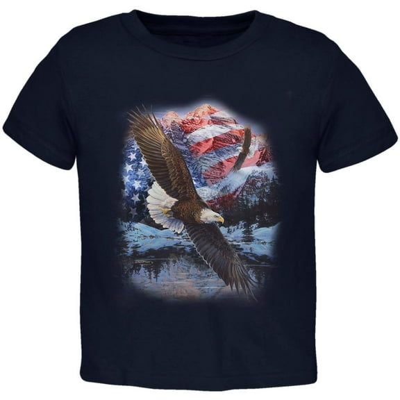4th Of July American Flag Bald Eagle Toddler T Shirt Navy 2T