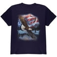 thumbnail image 1 of 4th Of July American Flag Bald Eagle Youth T Shirt Navy YMD, 1 of 1