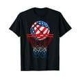 thumbnail image 1 of 4th Of July American Patriotic Basketball US Flag Men Boys Black Crew Neck T-Shirt, 1 of 5