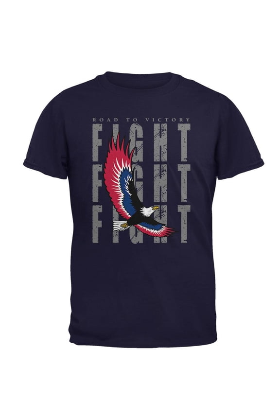 4th Of July American Road To Victory Eagle Fight Mens T Shirt Navy X-LG