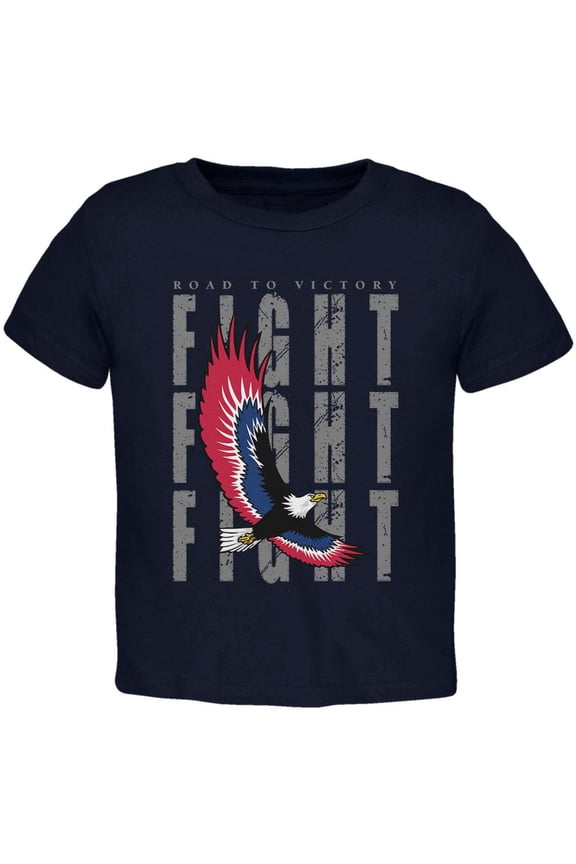 4th Of July American Road To Victory Eagle Fight Toddler T Shirt Navy 4T
