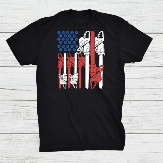 4th Of July Arborist Shirt Tree Climber Dad Chainsaw Shirt Gift Black