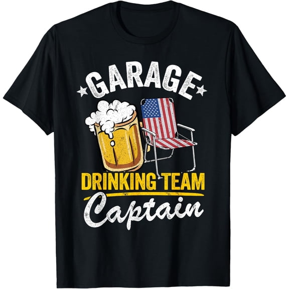 4th Of July Beer American Flag Garage Drinking Team Captain T-Shirt