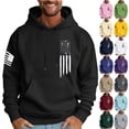 thumbnail image 1 of 4th Of July Black Hoodie Men Loose Fit American Flag Graphic Workout Hooded Sweatshirt Men Long Sleeve Pullover Kangaroo Pocket Wine L, 1 of 4