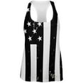 thumbnail image 1 of 4th Of July Black and White Distressed American Flag Womens Work Out Tank Top - X-Large, 1 of 1
