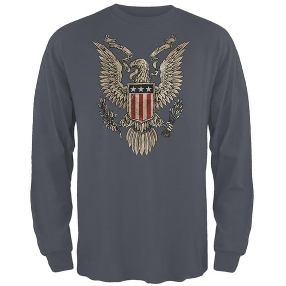 4th Of July Born Free Vintage American Eagle Mens Long Sleeve T Shirt Charcoal X-LG