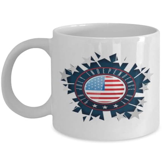 4th Of July 11 oz Coffee Mug - Independence Day White Ceramic Gift