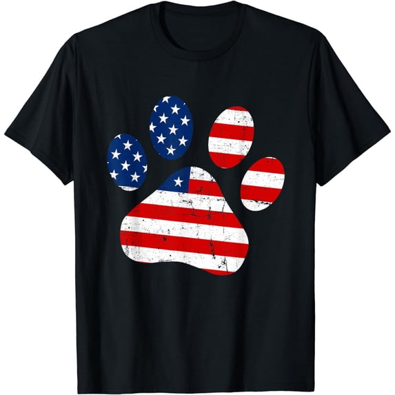 4th Of July Cute Dog Paw USA American Flag Independence Day T-Shirt