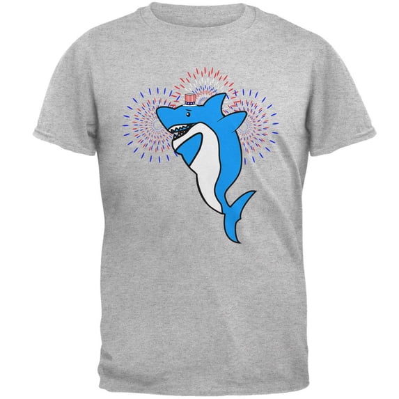 4th Of July Dabbing Shark Fireworks Mens T Shirt Heather 3X-LG