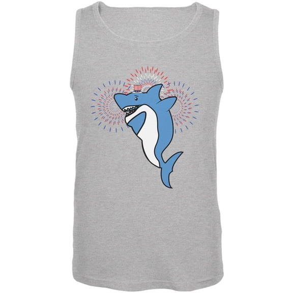 4th Of July Dabbing Shark Fireworks Mens Tank Top Heather SM