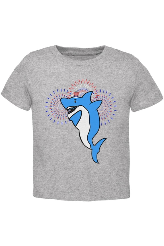 4th Of July Dabbing Shark Fireworks Toddler T Shirt Heather 2T