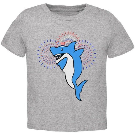 4th Of July Dabbing Shark Fireworks Toddler T Shirt Heather 4T