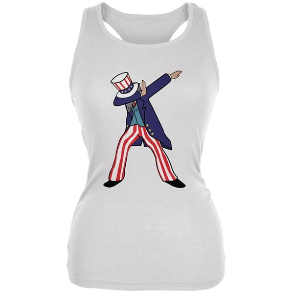 4th Of July Dabbing Uncle Sam Juniors Soft Tank Top White SM