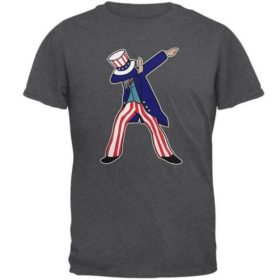4th Of July Dabbing Uncle Sam Mens T Shirt Dark Heather X-LG
