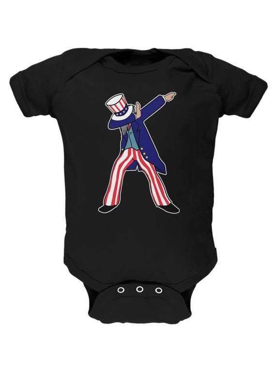 4th Of July Dabbing Uncle Sam Soft Baby One Piece Black 18-24 M