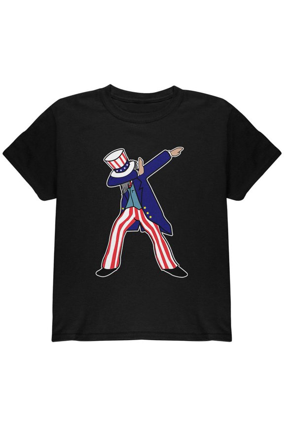 4th Of July Dabbing Uncle Sam Youth T Shirt Black YSM