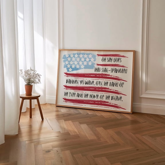 4th Of July Decor Patriotic American Flag Art Print, Unframed Paper Poster 16x20in