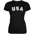 thumbnail image 1 of 4th Of July Distressed USA Black Juniors Soft T-Shirt - Medium, 1 of 1