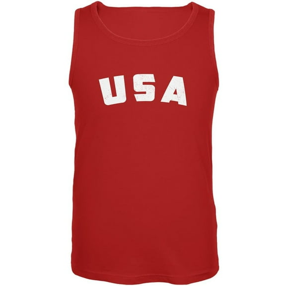 4th Of July Distressed USA Red Adult Tank Top - Medium