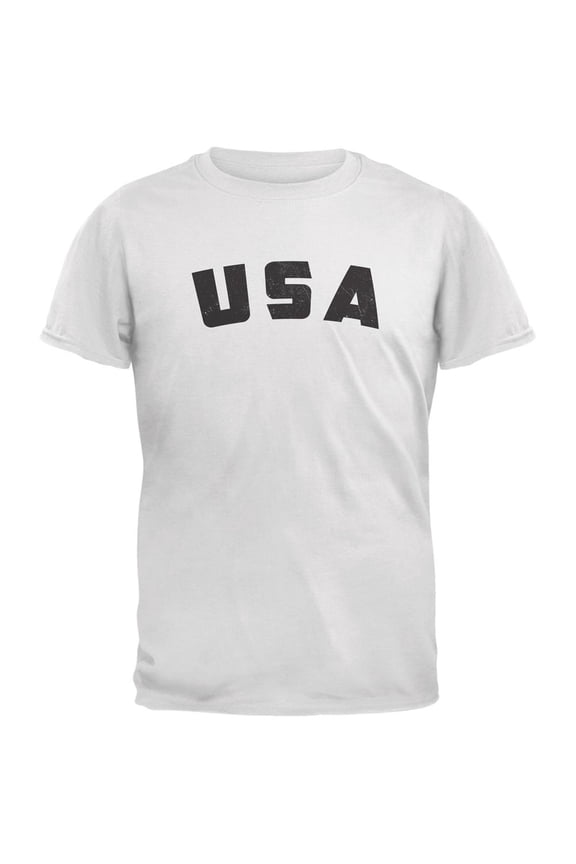 4th Of July Distressed USA White Adult T-Shirt - Large