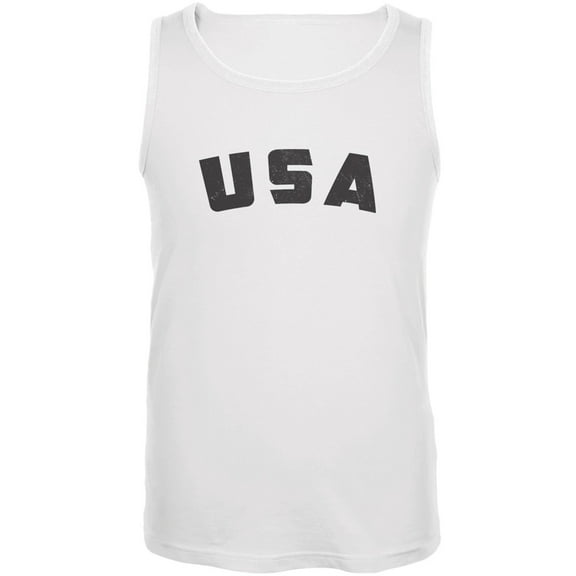 4th Of July Distressed USA White Adult Tank Top - Large