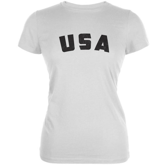 4th Of July Distressed USA White Juniors Soft T-Shirt - X-Large
