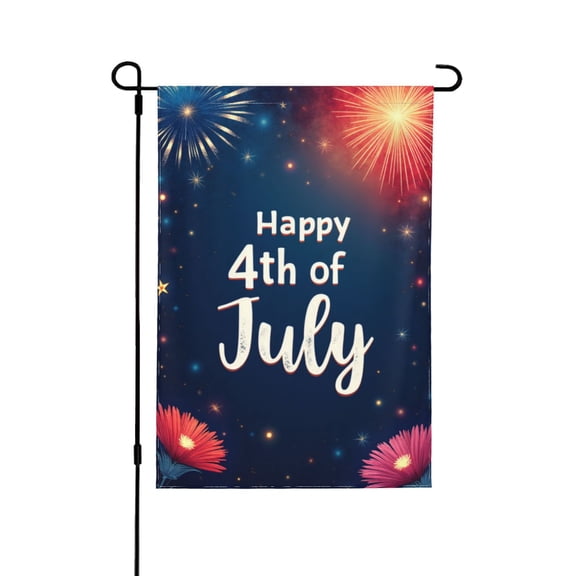 4th Of July Fireworks Garden Flag 12.5x18 Inch Double Sided Outside, Independence Day Patriotic Yard Outdoor Decoration 1 Flag