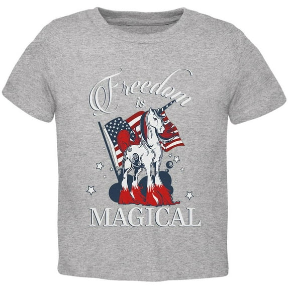 4th Of July Freedom Is Magical Unicorn Toddler T Shirt Heather 2T