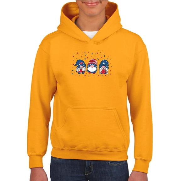 4th Of July Gnomes Hoodie Juniors -Image by Shutterstock,  Large